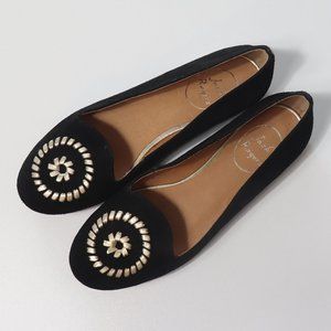 Jack Roger Black Suede Flats, Size 6